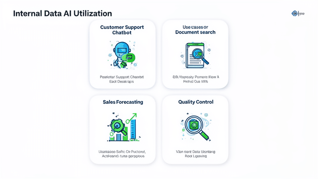 社内データAI活用のユースケース:ナレッジ検索、カスタマーサポート、法務文書検索、品質管理