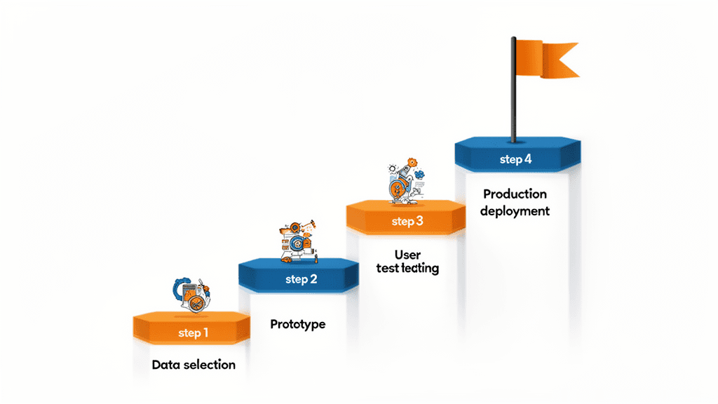 RAG導入の4ステップロードマップ:データ選定・プロトタイプ構築・ユーザーテスト・本番展開