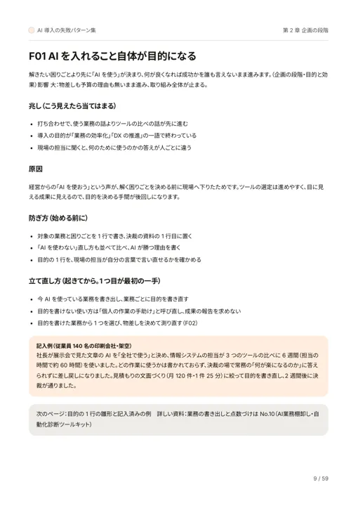AI 導入の失敗パターン集:失敗のパターンの 1 件